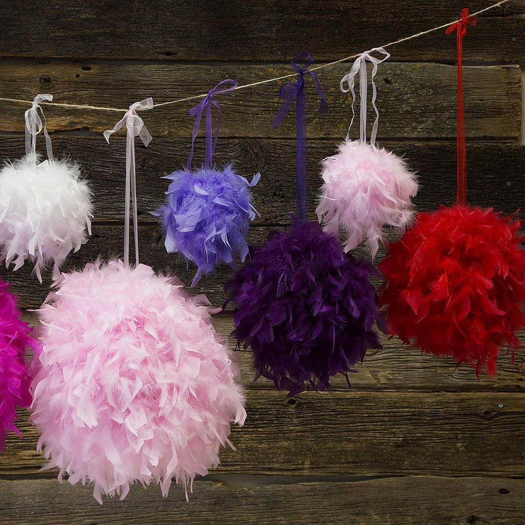 Chandelle Feather Pom Poms - Purple