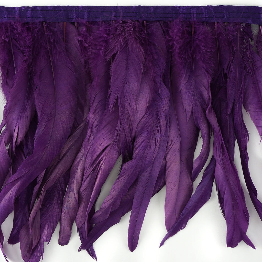 Bleach Dyed Coque Tail Feather Fringe - 12-14" - Purple