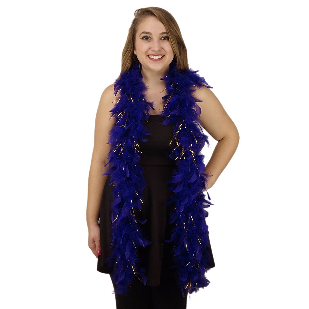 Chandelle Feather Boa - Lightweight - Regal with Gold Lurex