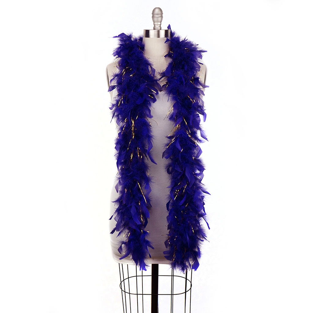 Chandelle Feather Boa - Lightweight - Regal with Gold Lurex