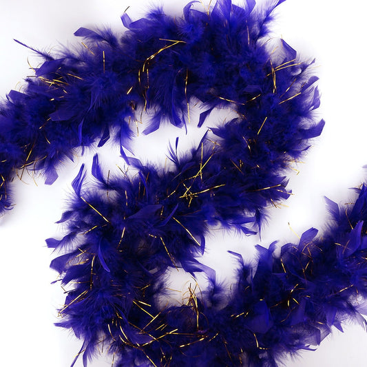 Chandelle Feather Boa - Lightweight - Regal with Gold Lurex