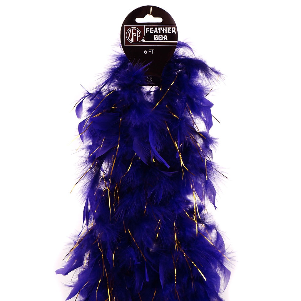 Chandelle Feather Boa - Lightweight - Regal with Gold Lurex