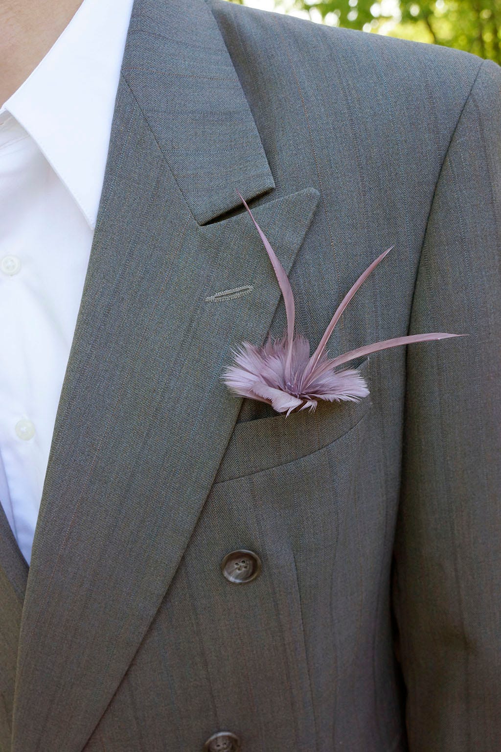 Amethyst Coquille and Biot Feather Floral Pick