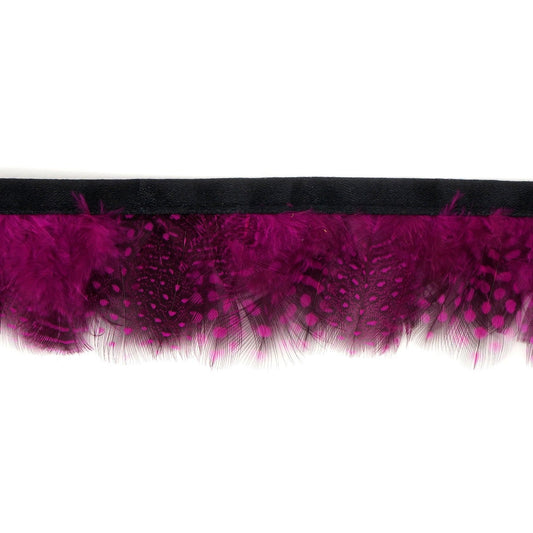 1 Yard Guinea Plumage Feather Fringe - 1.75" - Very Berry