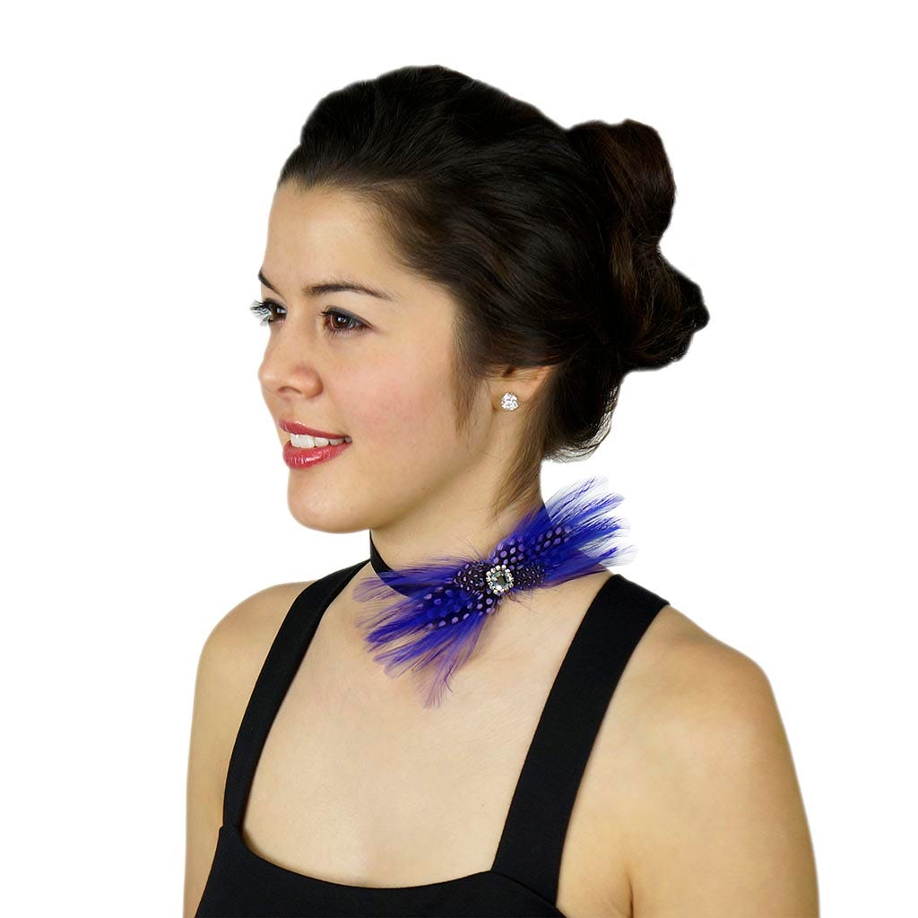 Feather Headband Embellishment w/Hackle/Guinea Lavender/Regal