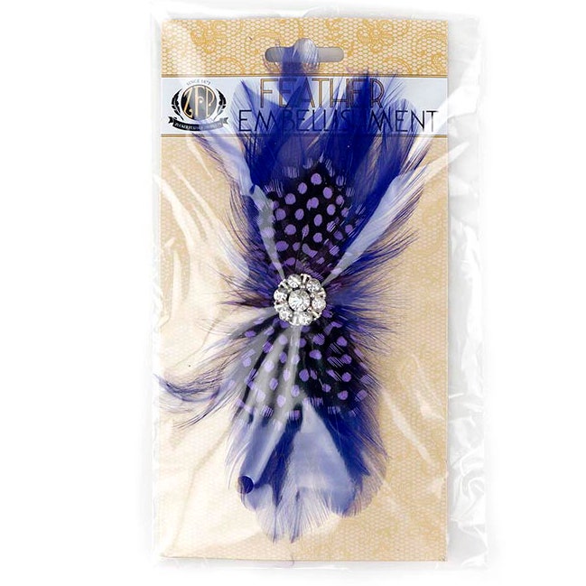 Feather Headband Embellishment w/Hackle/Guinea Lavender/Regal