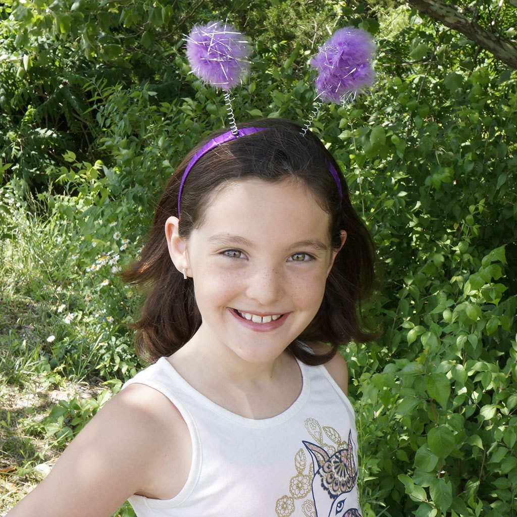 Marabou Antenna Headband w/Lurex Dk Lilac/Silver