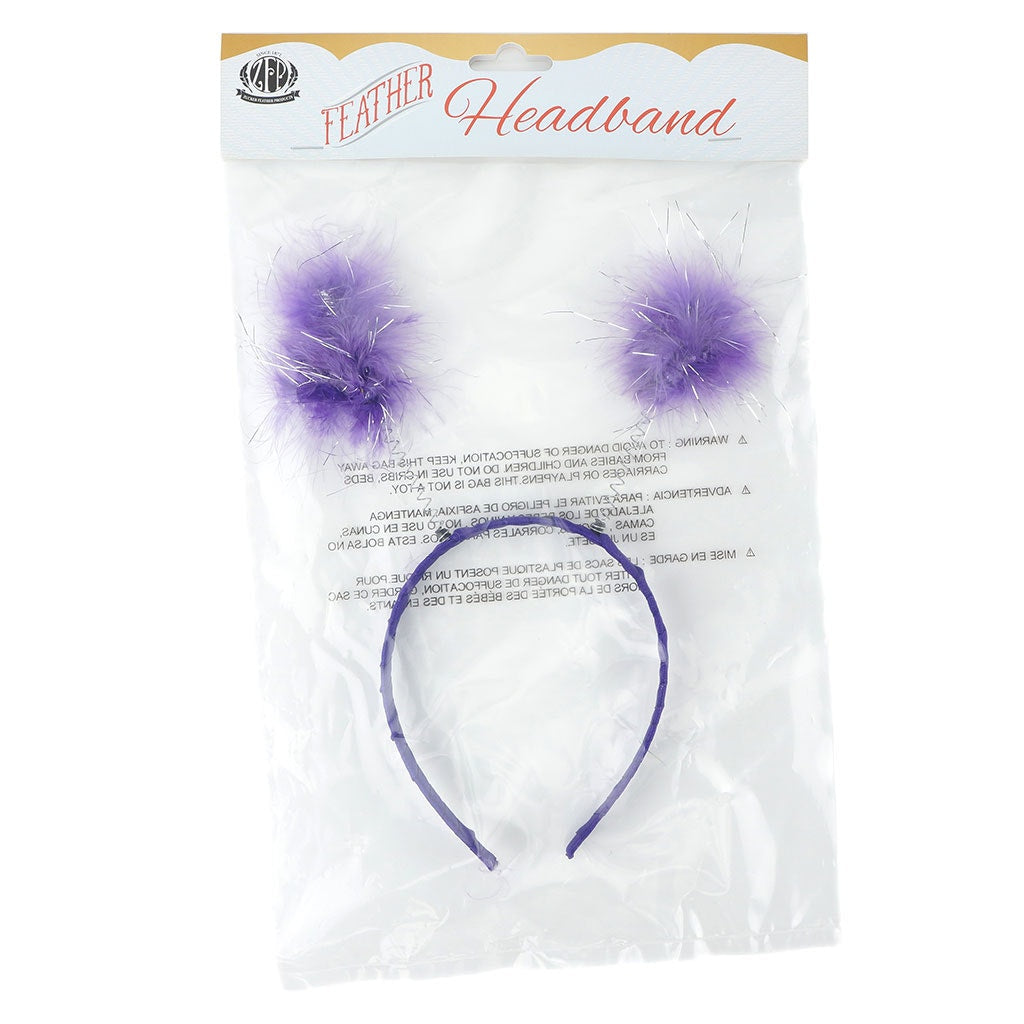 Marabou Antenna Headband w/Lurex Dk Lilac/Silver