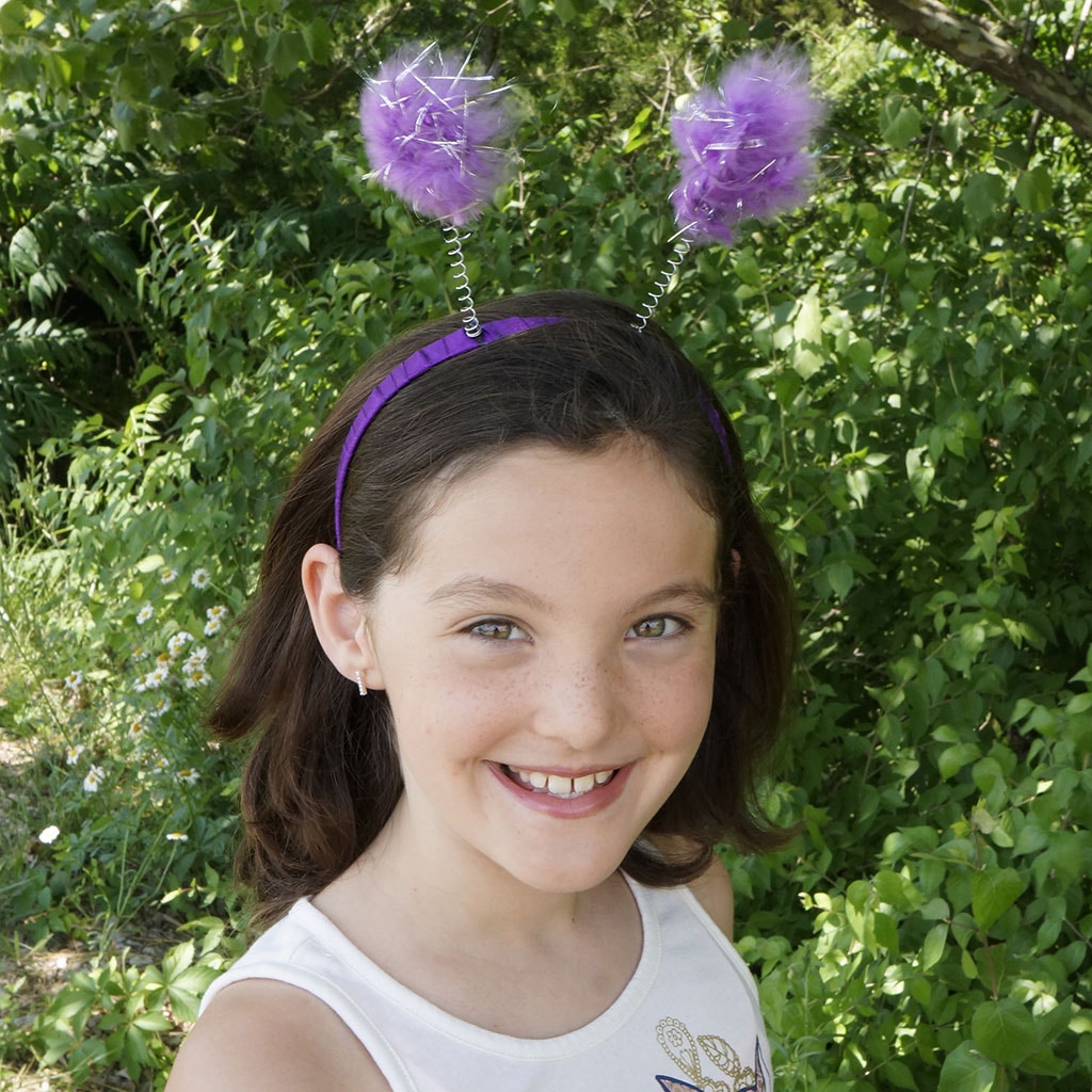 Marabou Antenna Headband w/Lurex Dk Lilac/Silver
