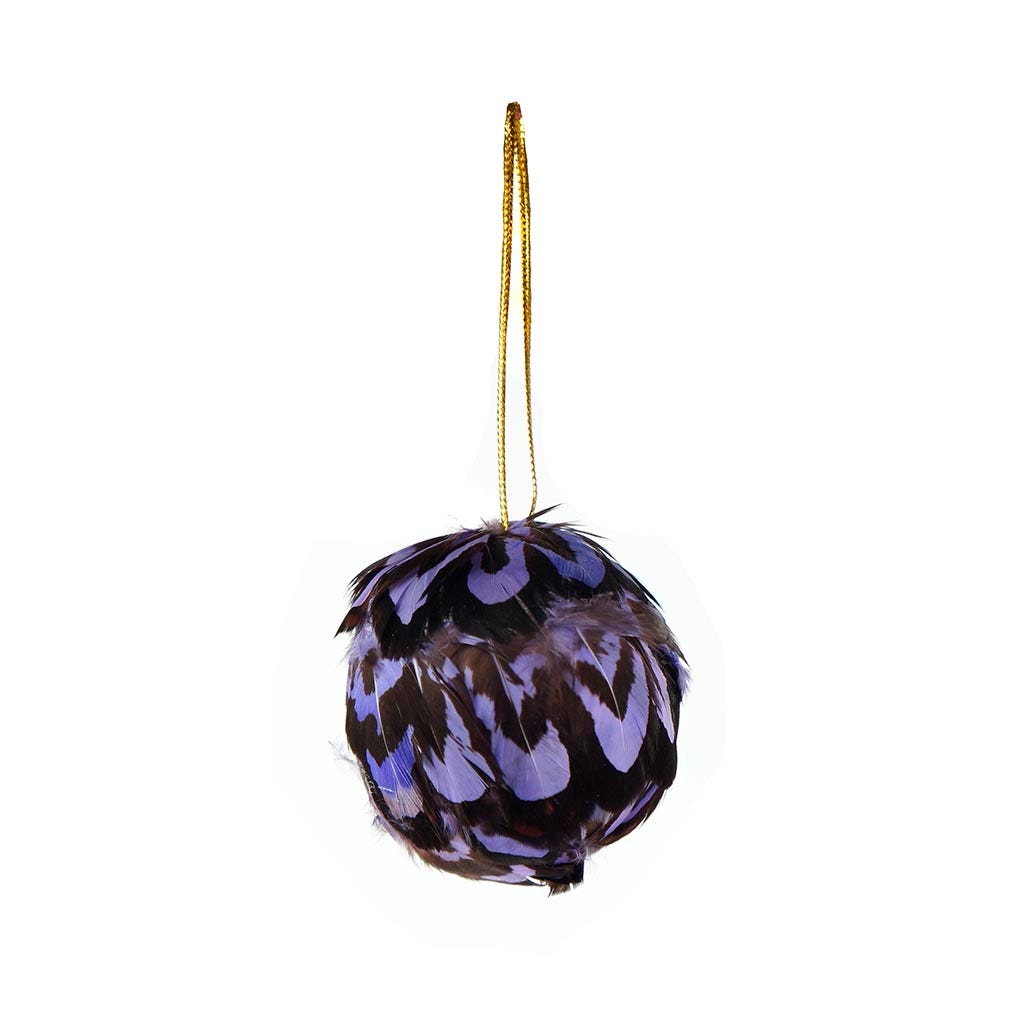 Venery Feather Ornament - Dyed 2" ball Lavender