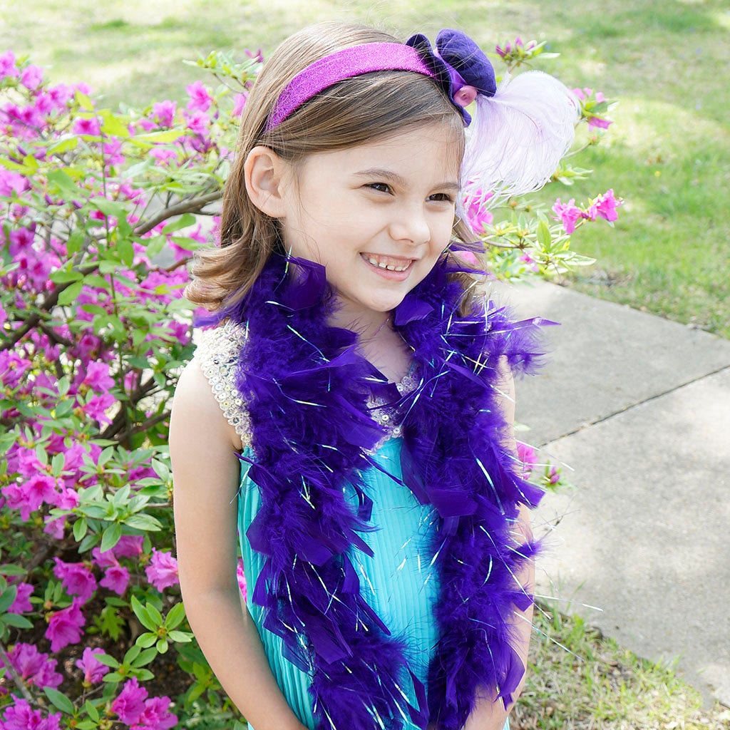 Dress Up Feather Boa for Little Girls - Regal/Opal Lurex