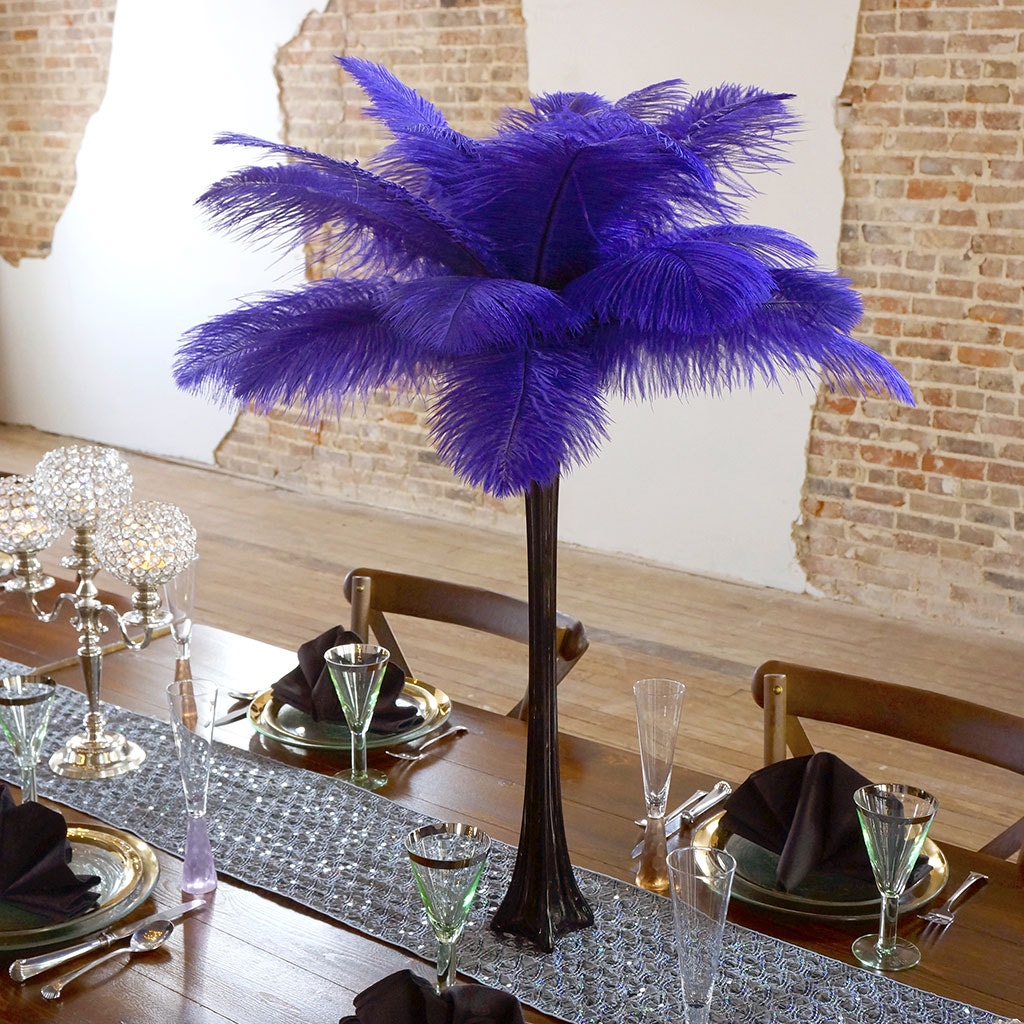 Ostrich Eiffel Tower Centerpiece Regal w/Black Vase