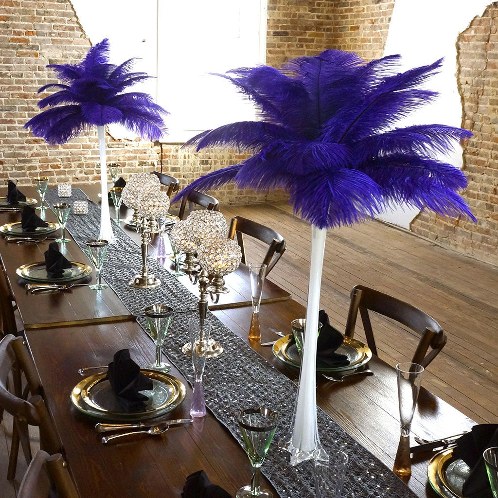 Ostrich Eiffel Tower Centerpiece Regal w/White Vase
