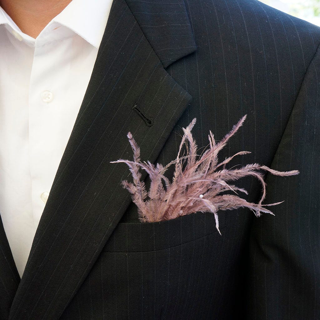 Feather Floral Pick w/Ostrich-Pearls - Amethyst