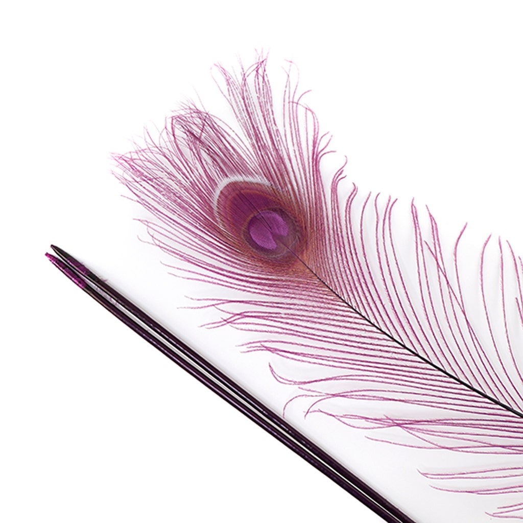 Peacock Eyes Bleached/Dyed - Purple 30-40" - 10 PC
