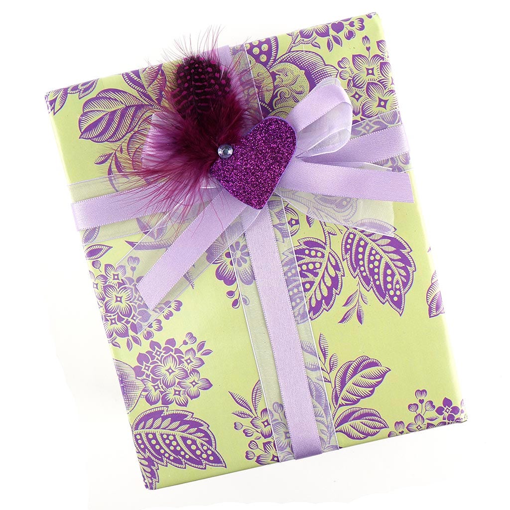 Glitter Heart Sticker w/Guinea Purple and Shocking Pink -