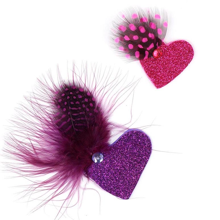 Glitter Heart Sticker w/Guinea Purple and Shocking Pink -