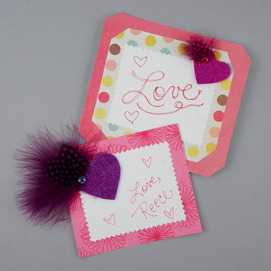 Glitter Heart Sticker w/Guinea Purple and Shocking Pink -
