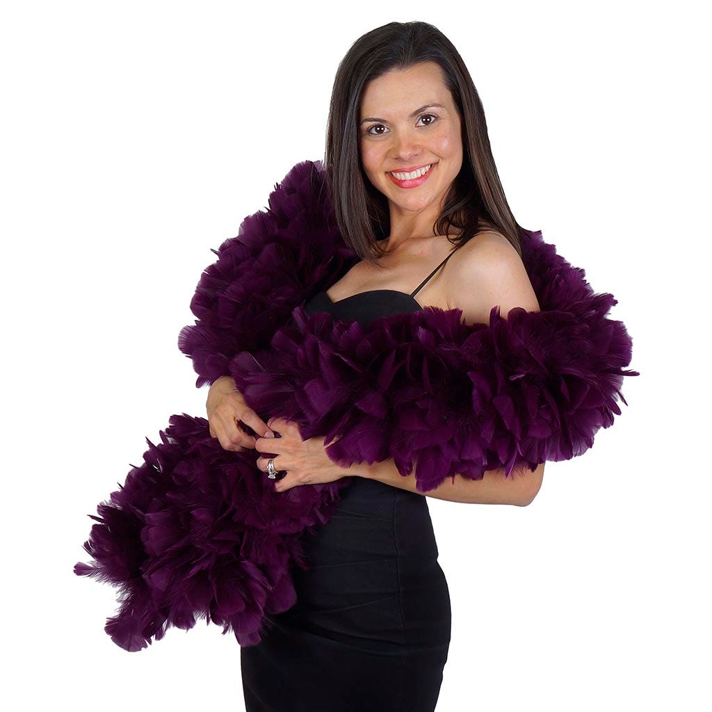 Turkey Feather Boa 8-10"- Purple