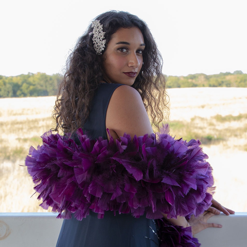 Turkey Feather Boa 8-10"- Purple