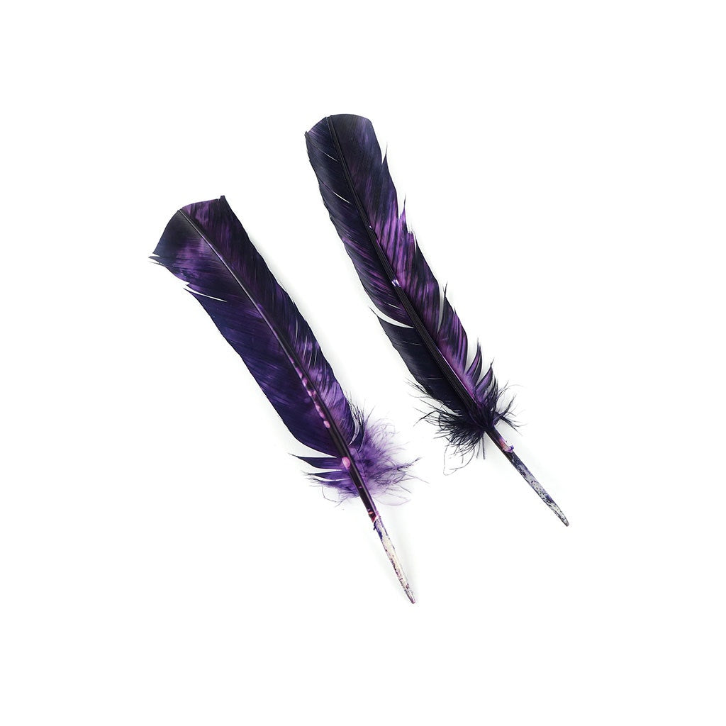 Turkey Quill Left Wing - Tie Dye - Orchid & Plum
