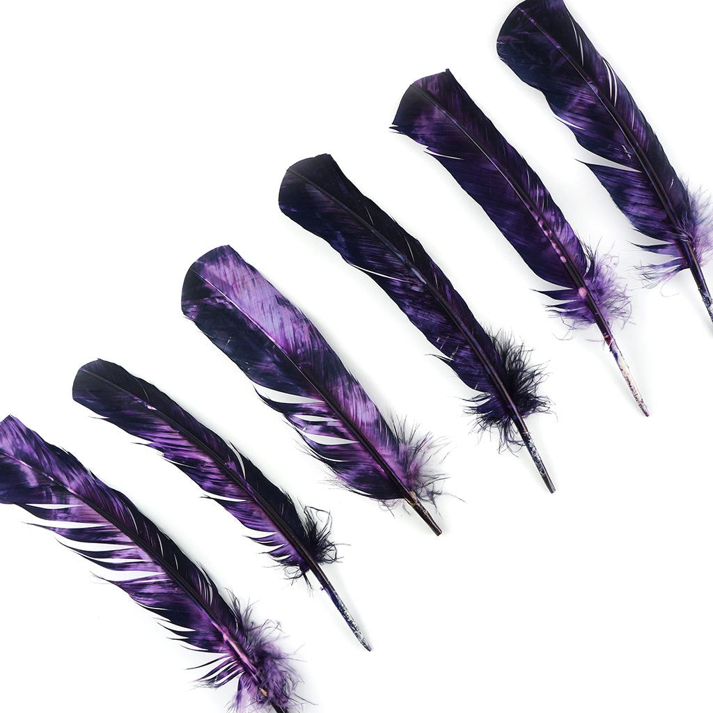 Turkey Quill Left Wing - Tie Dye - Orchid & Plum