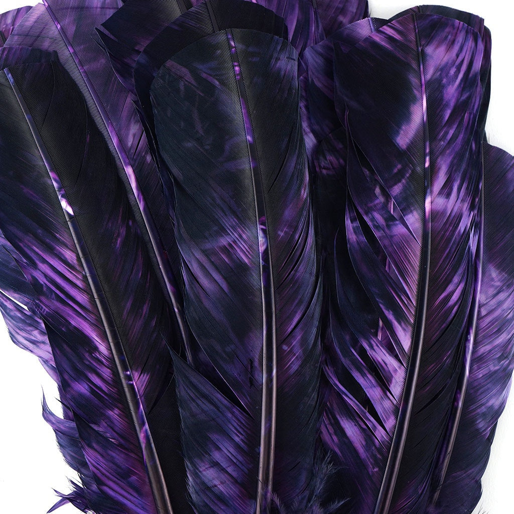 Turkey Quill Left Wing - Tie Dye - Orchid & Plum