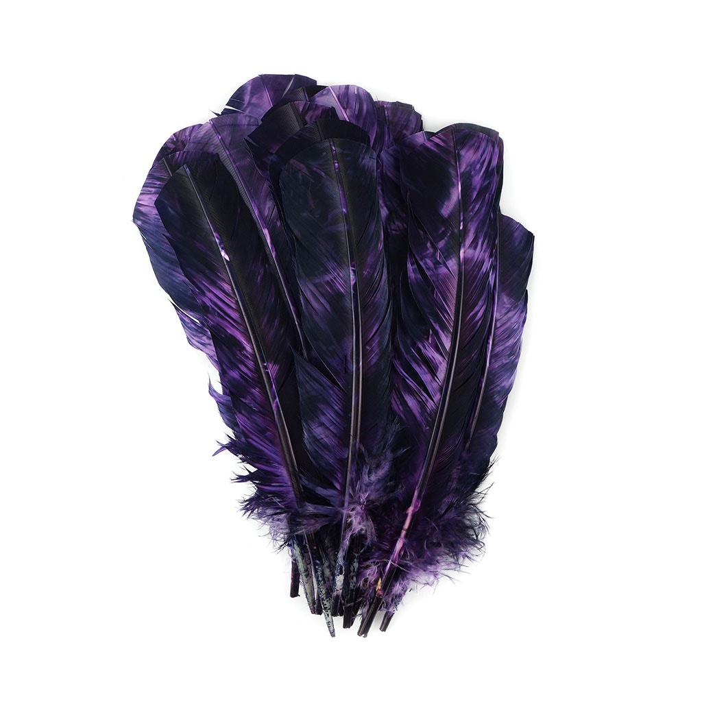 Turkey Quill Left Wing - Tie Dye - Orchid & Plum
