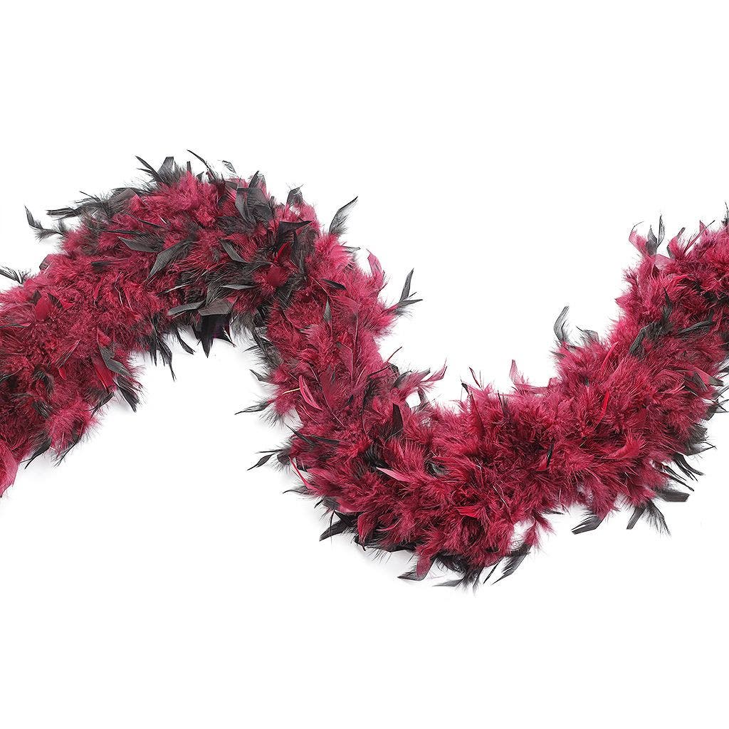 Tipped Chandelle Feather Boa - Heavyweight - Burgundy/Black