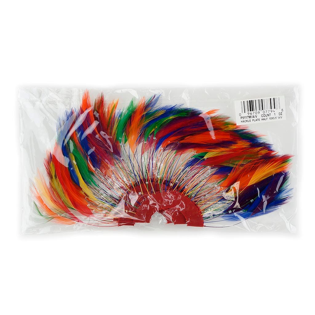 Feather Hackle Plates Multi Color - Rainbow Mix