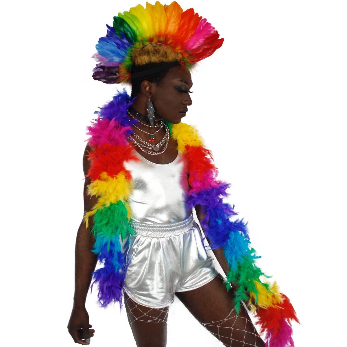 Chandelle Med Wt Boas Section Colors W/LED Lights Rainbow Brite