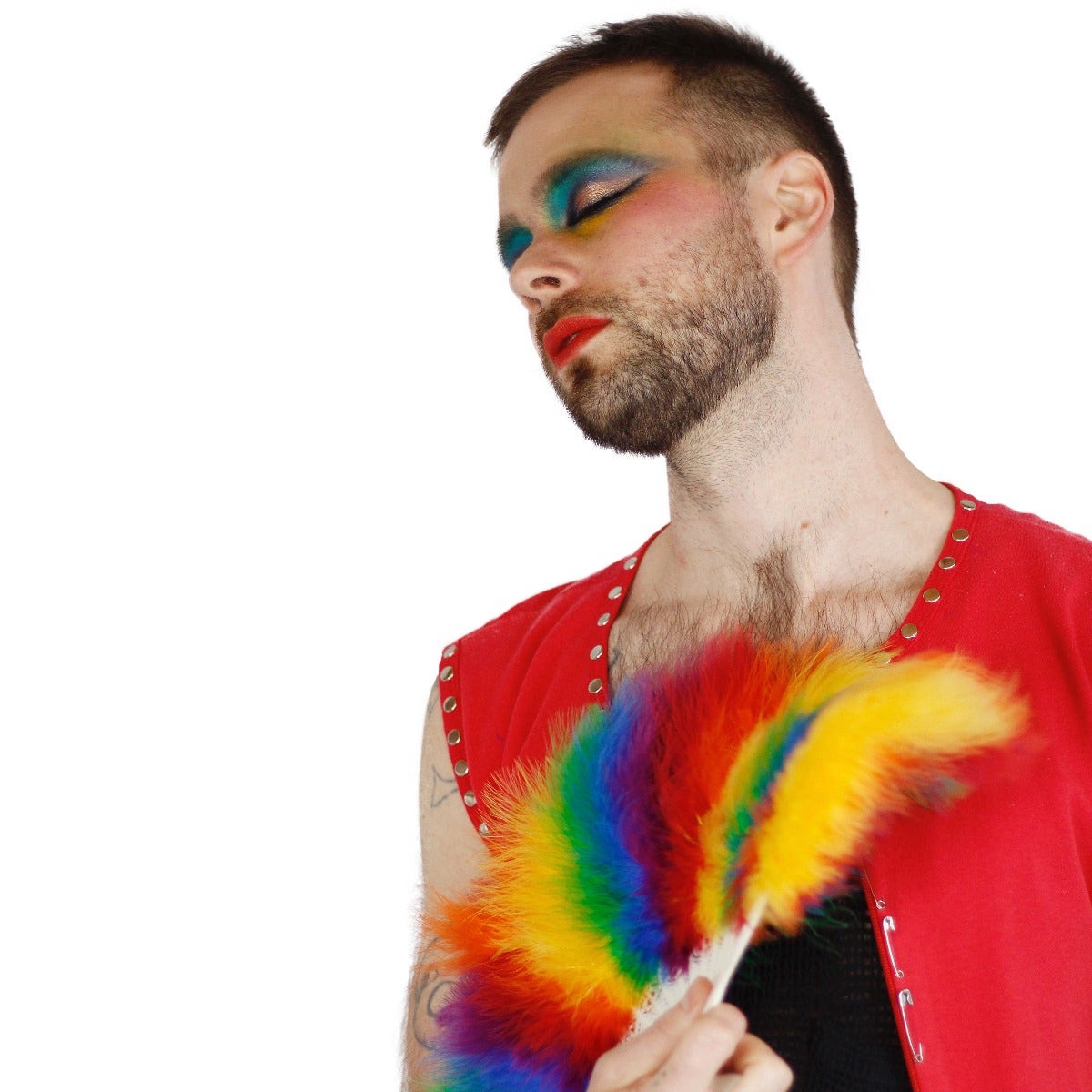 Marabou Feather Fan Sectional - Rainbow Mix