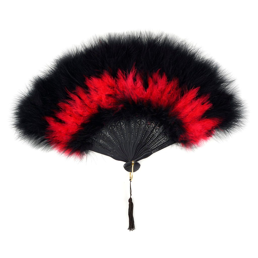 Marabou Feather Fan Multi Color - Red/Black