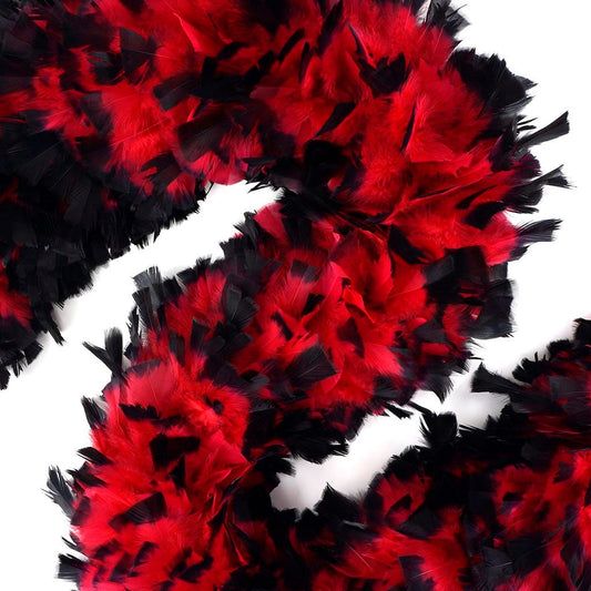 Turkey Feather Boa 10-14"  - Red/Black Tipped