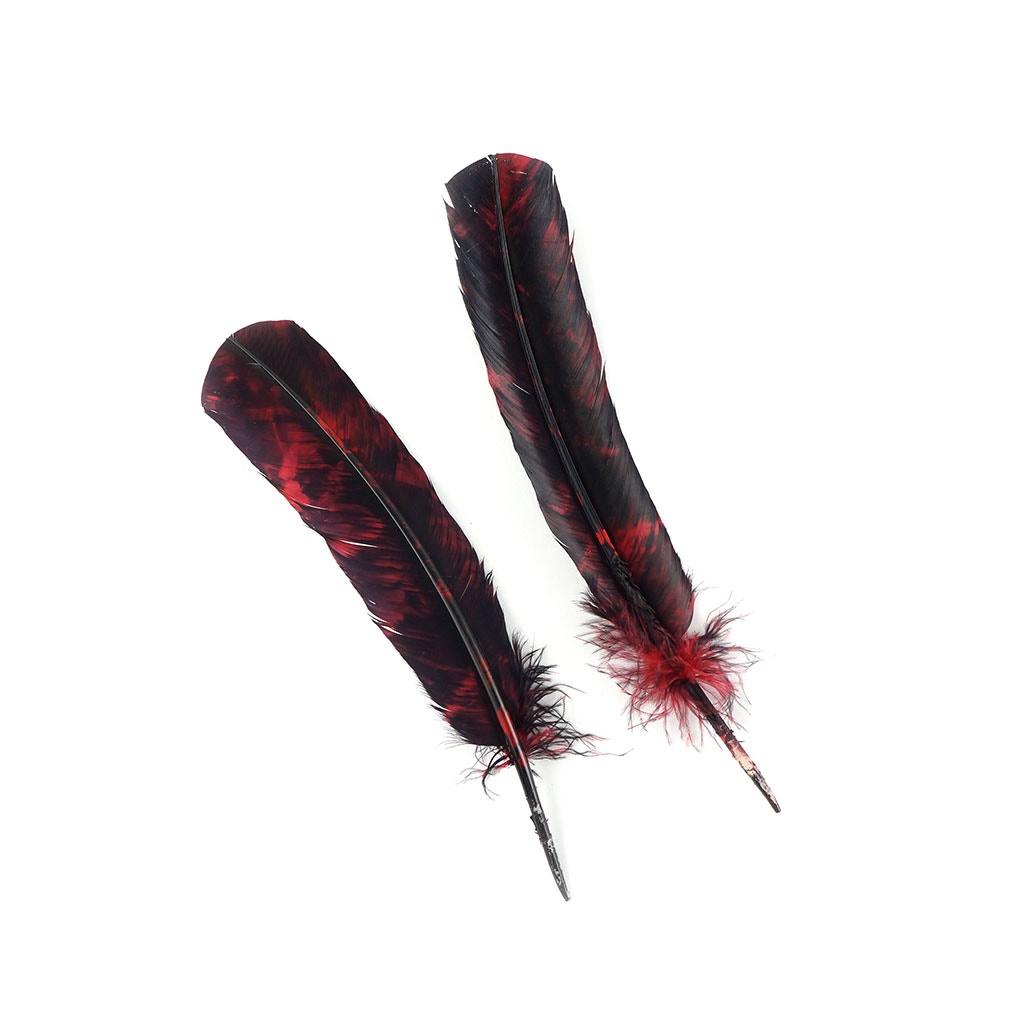 Turkey Quill - Tie Dye - Red and Black