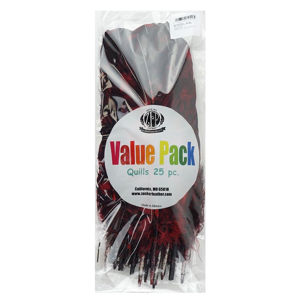 Turkey Quill Left Wing - Tie Dye - Red & Black