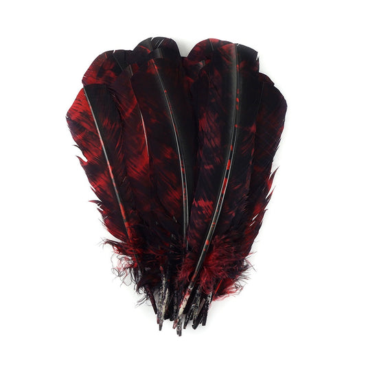 Turkey Quill Left Wing - Tie Dye - Red & Black