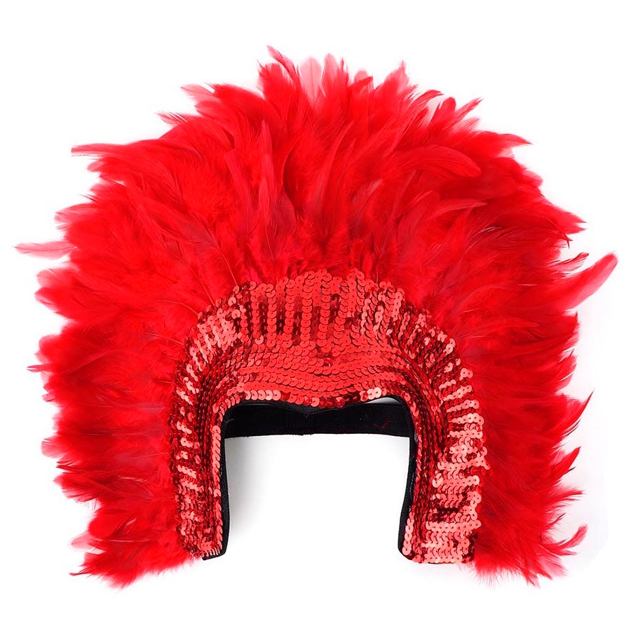 Red Feather & Sequin Carnival Headdress