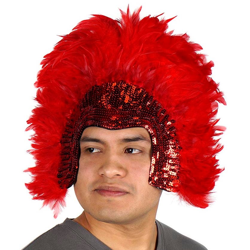 Red Feather & Sequin Carnival Headdress