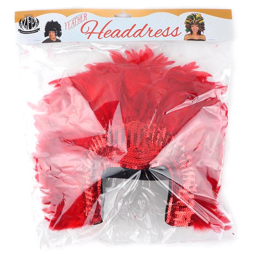 Red Feather & Sequin Carnival Headdress