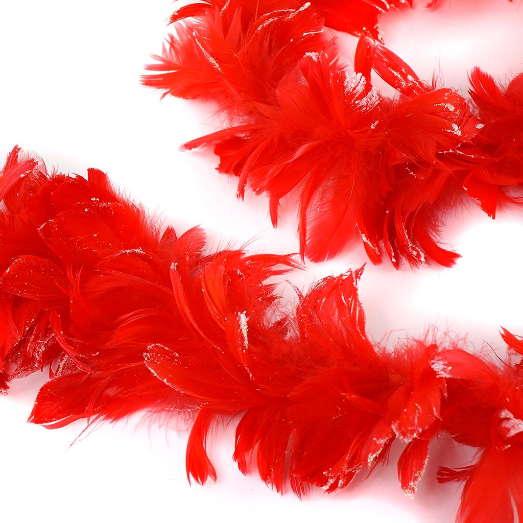 Feather Garland w/Goose Coquille Red w/Opal Glitter