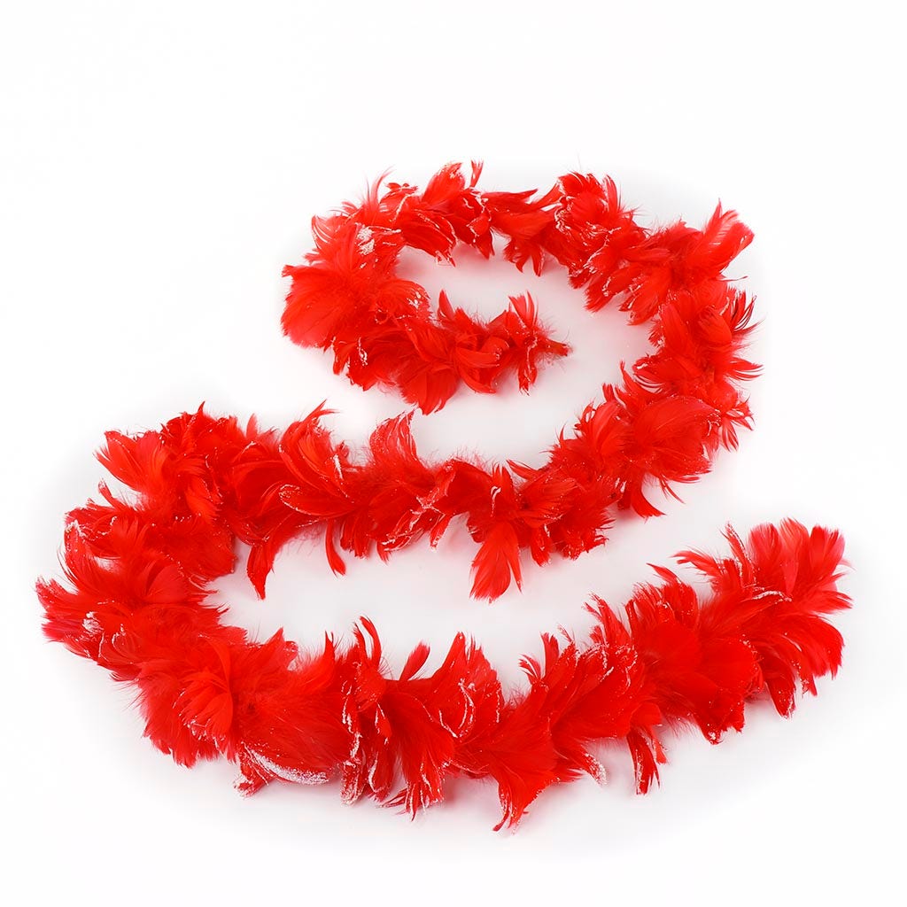 Feather Garland w/Goose Coquille Red w/Opal Glitter