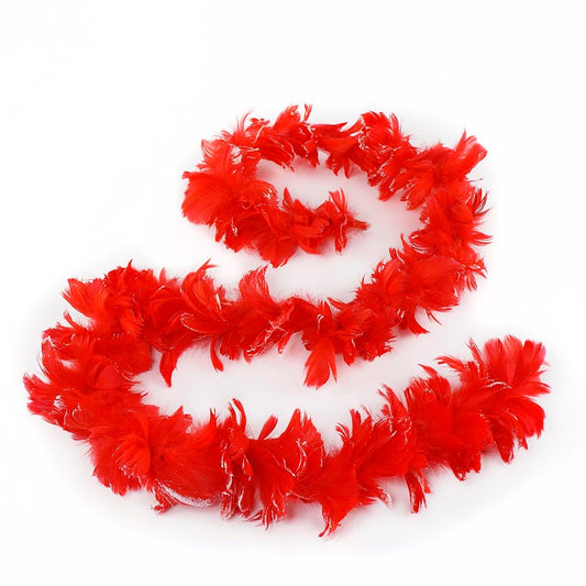 Feather Garland w/Goose Coquille Red w/Opal Glitter