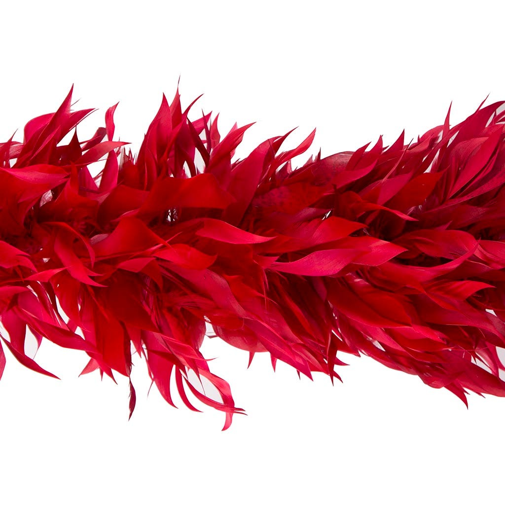 Goose Feather Boa - Stripped Nagoire -  Red