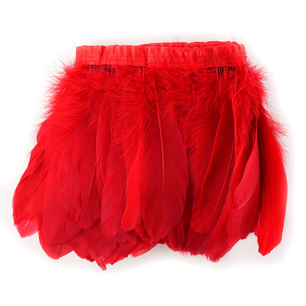 Parried Goose Pallet Feather Fringe Red