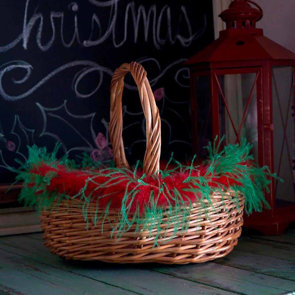 Thin Marabou Feather Boa with Ostrich - Red/Kelly