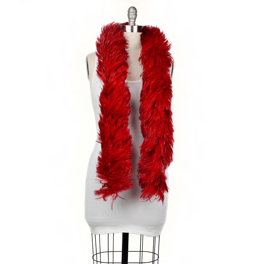 Rooster Hackle Boa Dyed - Red