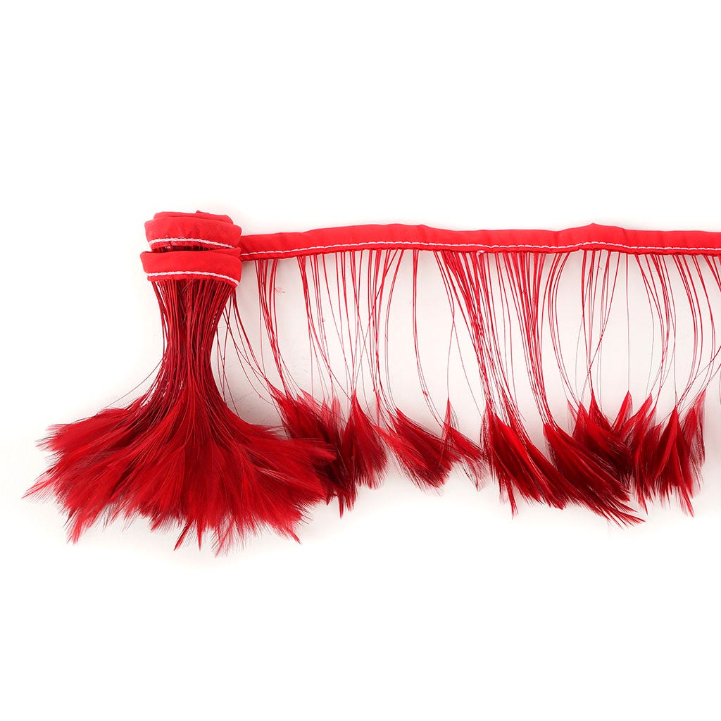 Stripped Hackle Feather Fringe - Red