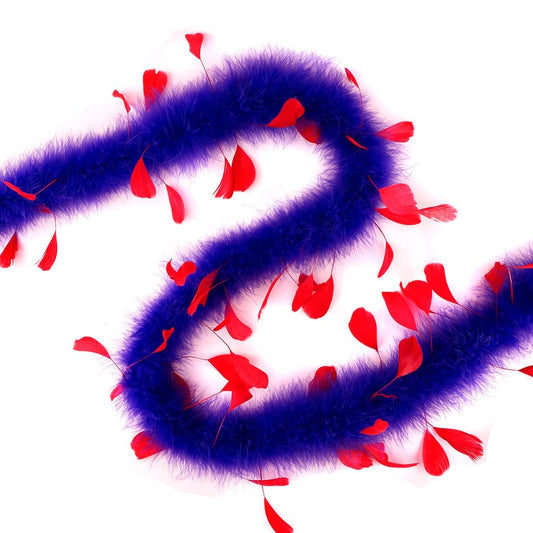 Marabou Feather Boa with Stripped Coque - Regal/Red