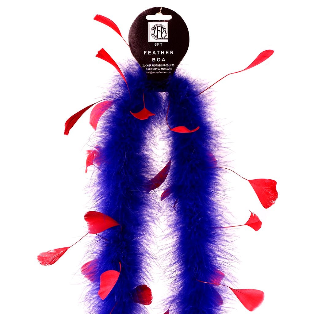 Marabou Feather Boa with Stripped Coque - Regal/Red